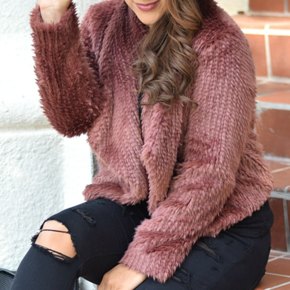 Express Jackets & Blazers - Express Mauve Faux Fur Jacket